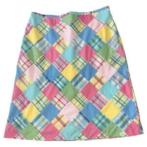 Brooks Brothers 346 Women’s Size 6 Pastel Madras Patchwork Cotton A-Line Skirt